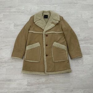 Vintage 80s JC Penney Suede Leather Sherpa Lined Coat Jacket 
Men’s One Size